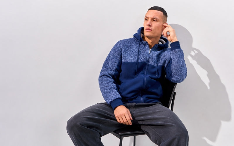 Men's navy blue zip-up fleece hoodie for casual wear – Label Apparel