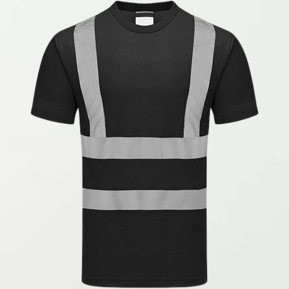 High Visibility Safety Mens T-shirt in black, front view